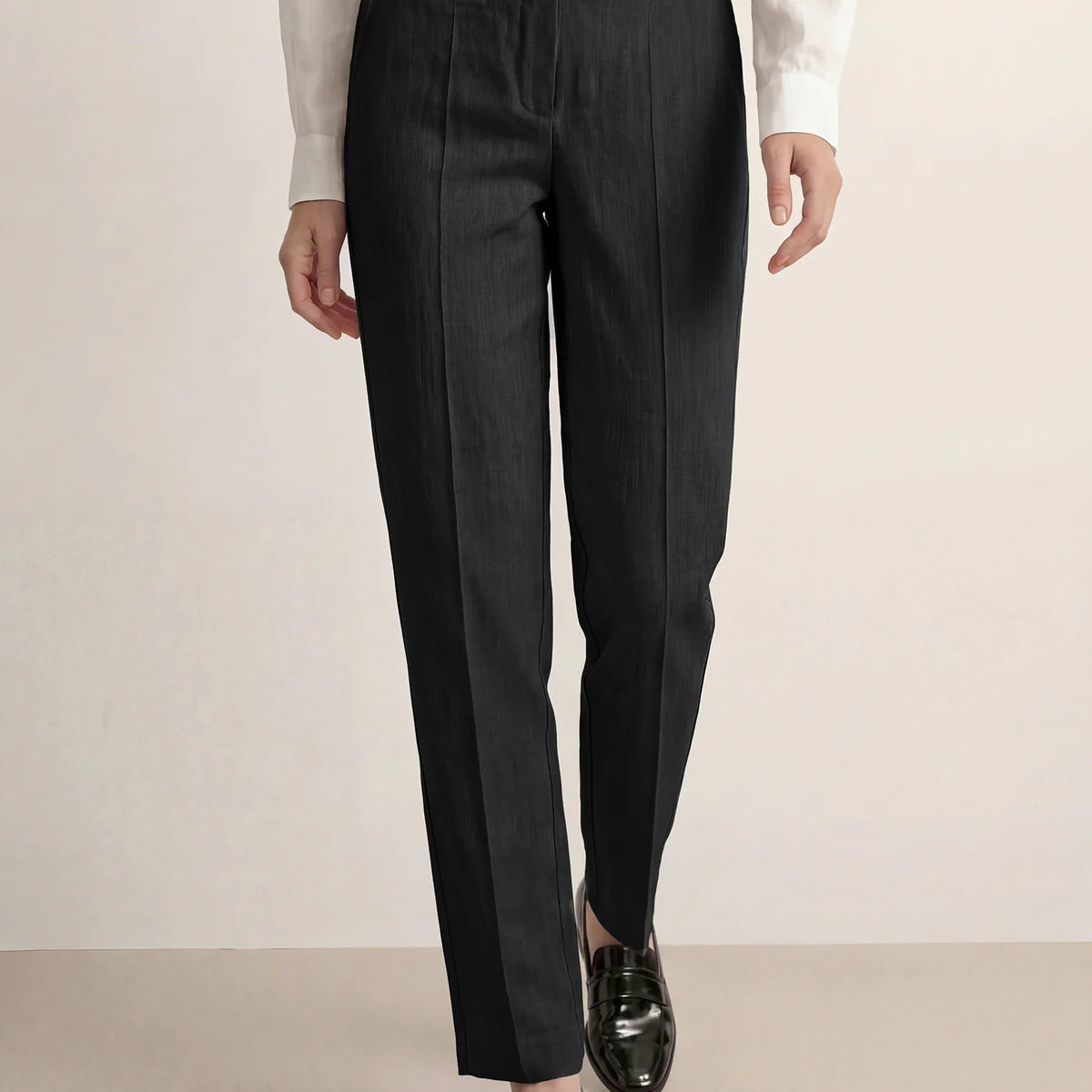 Linen Tailored Straight Full Length Pants LANDON | LINTICO