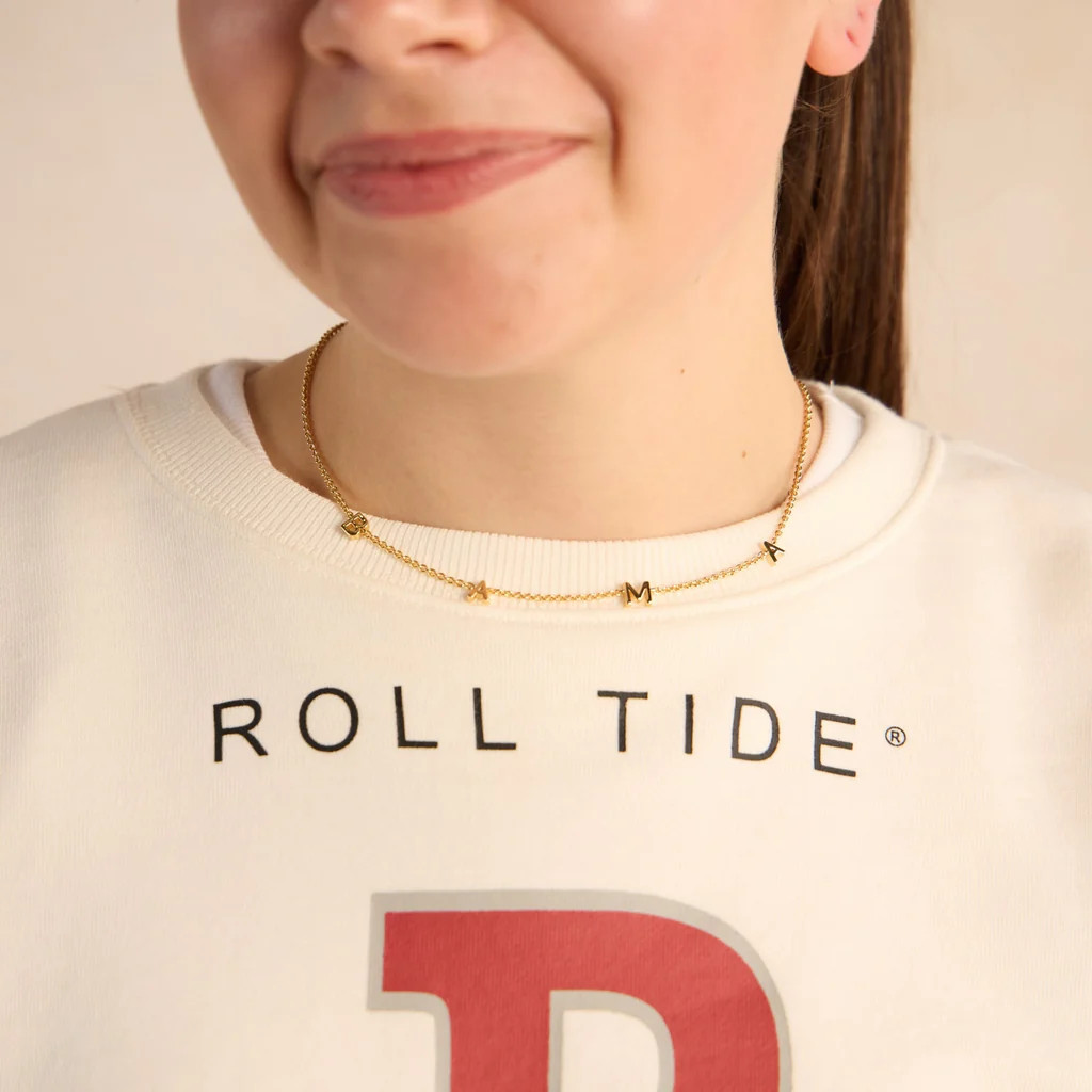 University of Alabama BAMA Initial Necklace | Nickel and Suede
