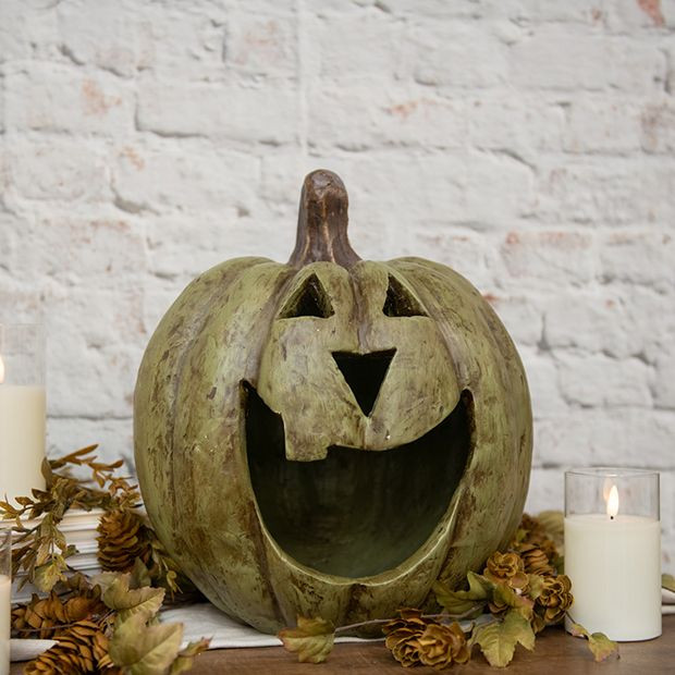 Rustic Green Big Mouth Jack O Lantern | Antique Farm House
