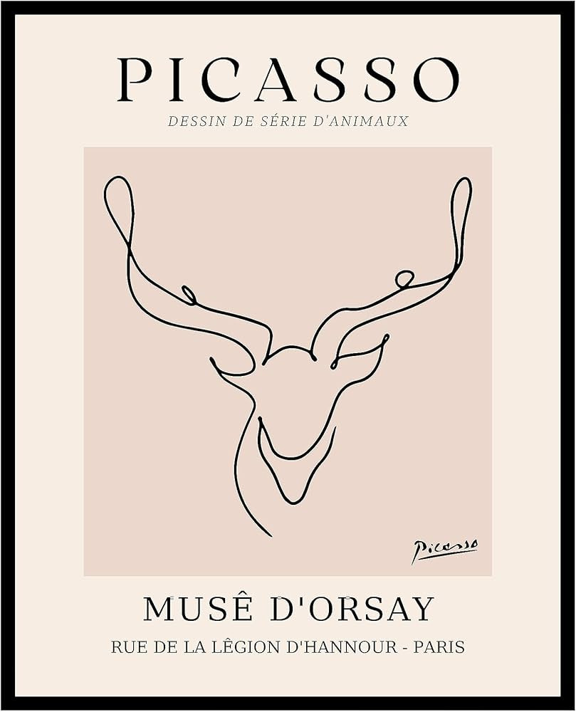 Poster Master Vintage Picasso Poster - Retro One Line Deer Head Drawing Print - Deer Art - Minima... | Amazon (US)