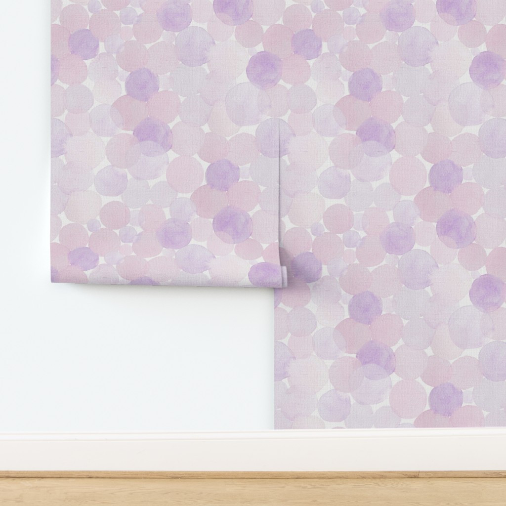 8" Pink and Lilac Watercolor Bubbles Wallpaper | Spoonflower | Spoonflower