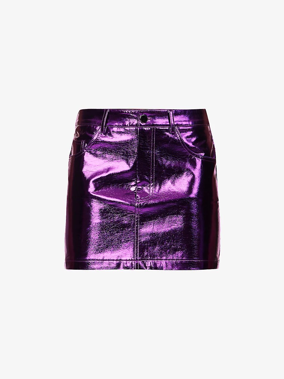 Metallic mid-rise cotton-blend mini skirt | Selfridges