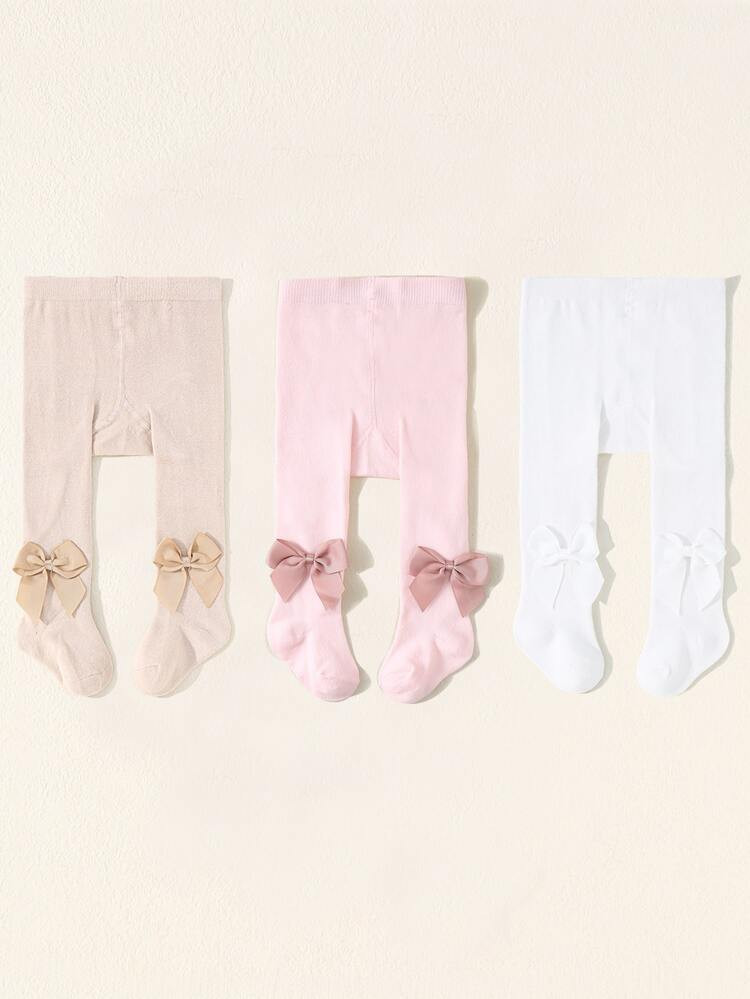 3pairs Baby Bow Decor Tights | SHEIN