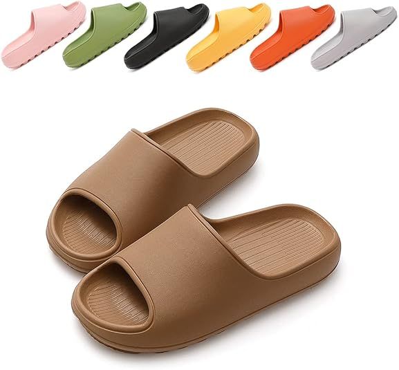 TREEMALL Pillow Slippers Cloud Slides Sandals,Non-Slip Quick Drying Bathroom Shower Slippers Mass... | Amazon (US)