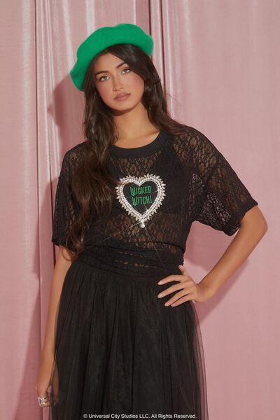 Wicked Witch Faux Gem Lace Tee | Forever 21