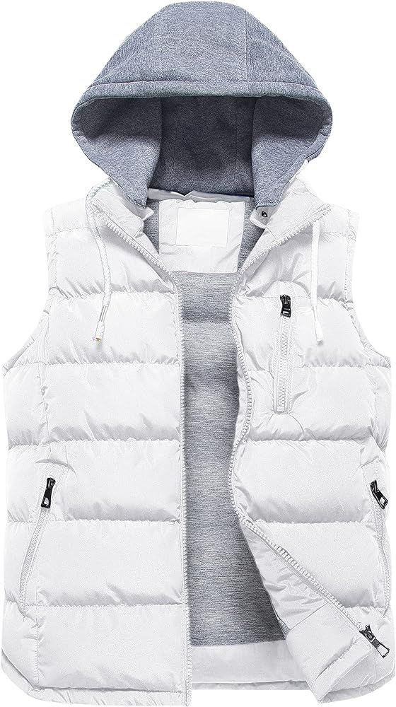 CREATMO US Women's Warm Vest Outerwear Thick Padded Puffer Sleeveless Vest With Detachable Hood | Amazon (US)