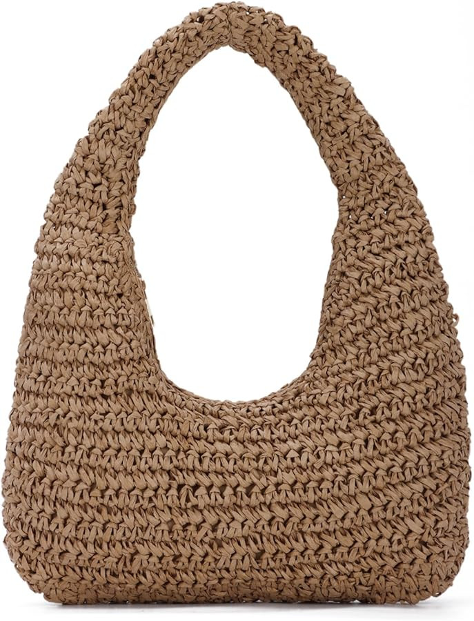Crescent Straw Purse for Women Summer Beach Raffia Hobo Handbag Woven Tote 2025 | Amazon (US)