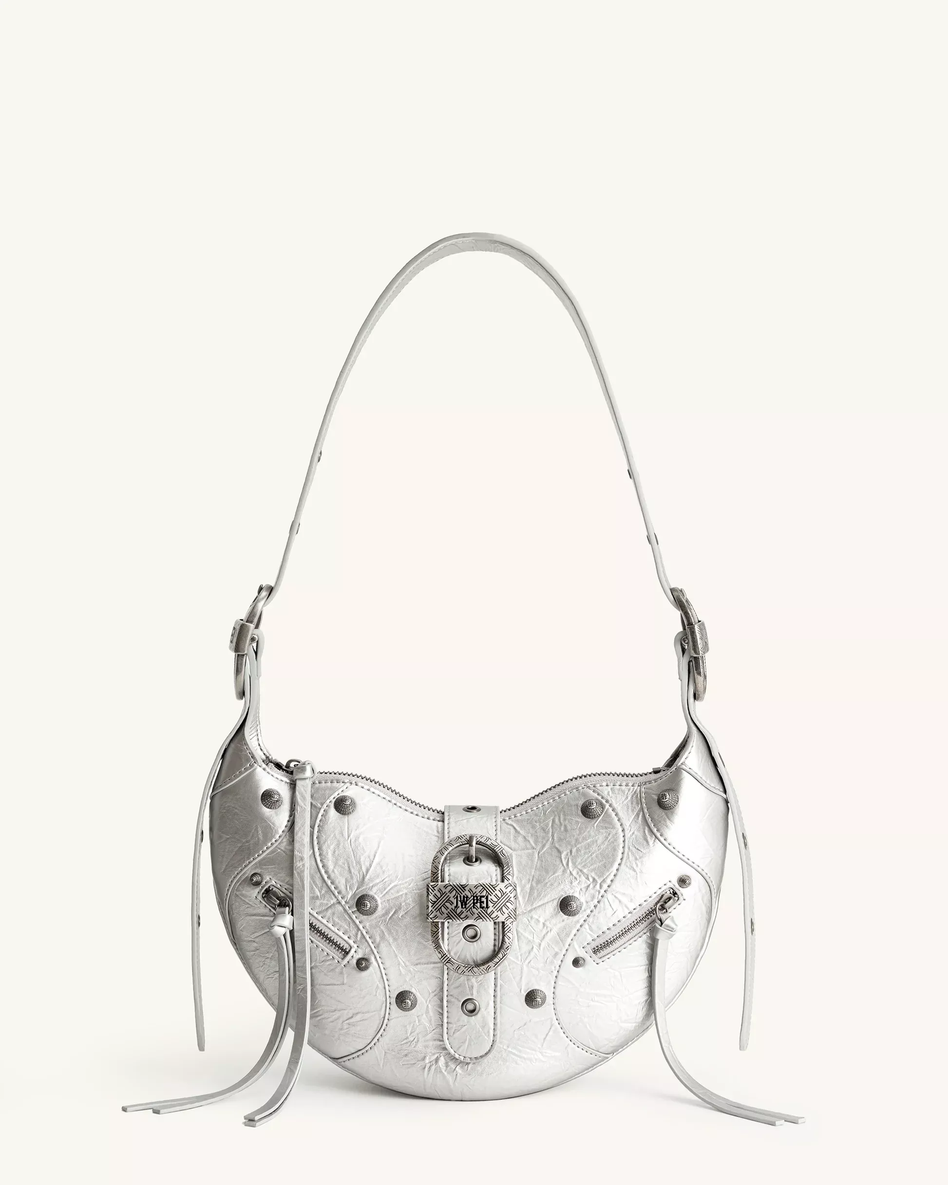 Tessa Crushed Shoulder Bag - White - JW PEI