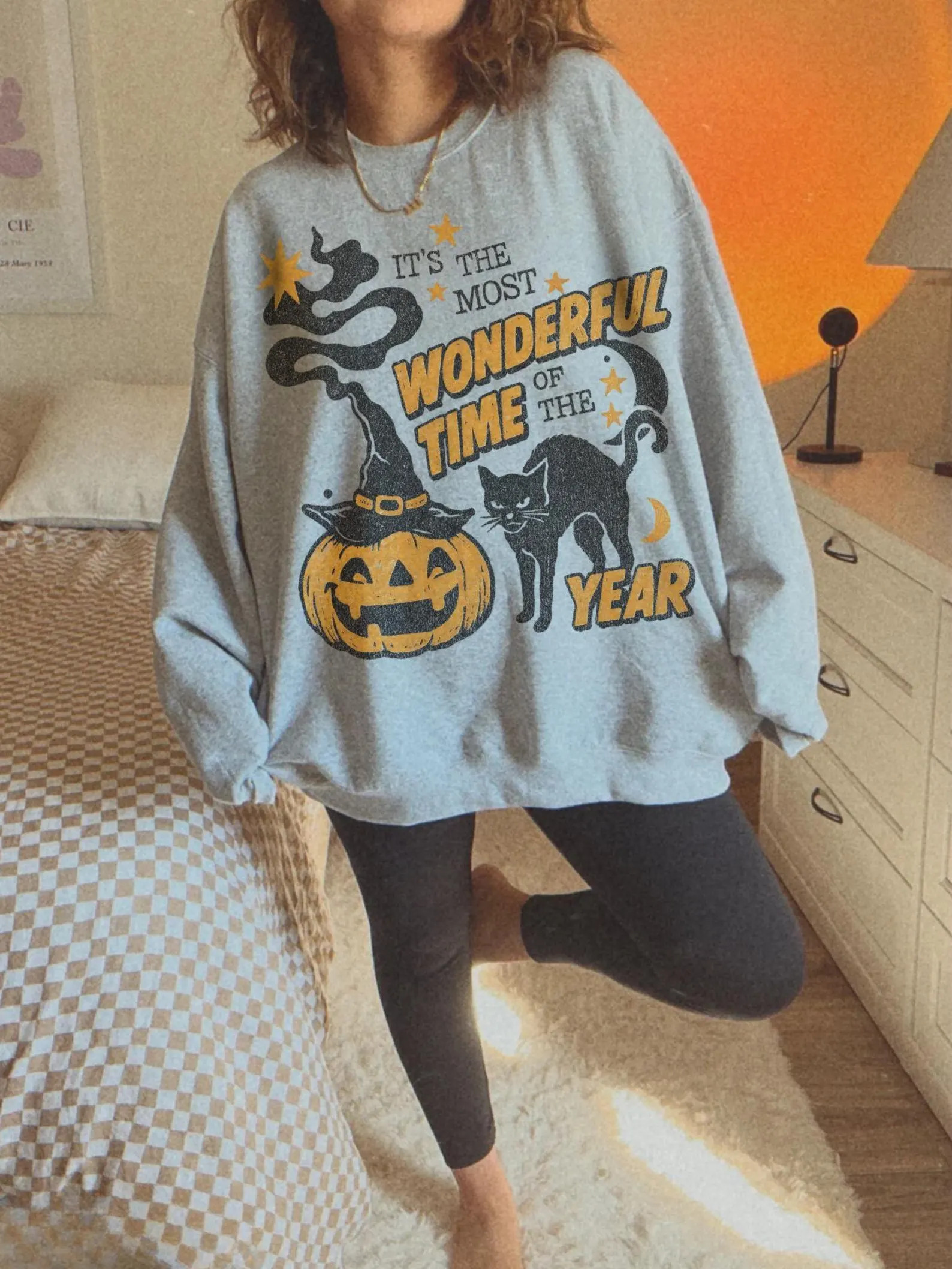 Vintage Halloween Sweatshirt UNISX Retro Halloween Crewneck 90s Spooky Black Cat Hoodie Witchy Pu... | Etsy (Global)