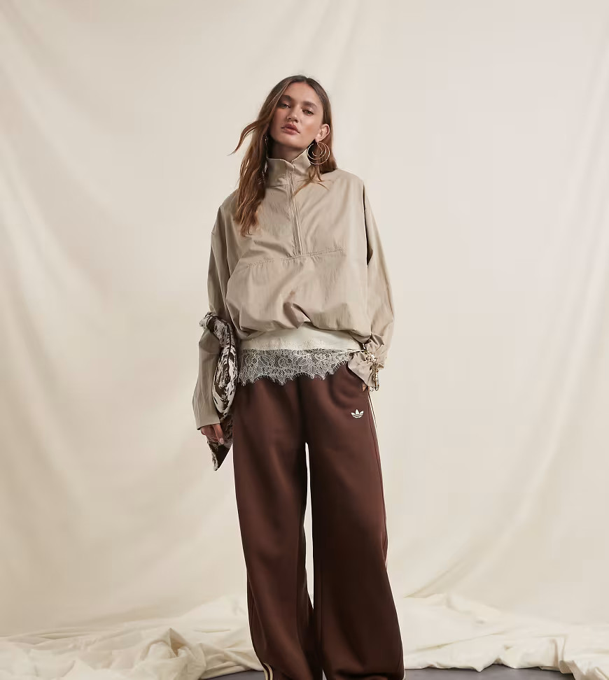adidas Originals x ASOS barrel leg jogger in brown | ASOS (Global)