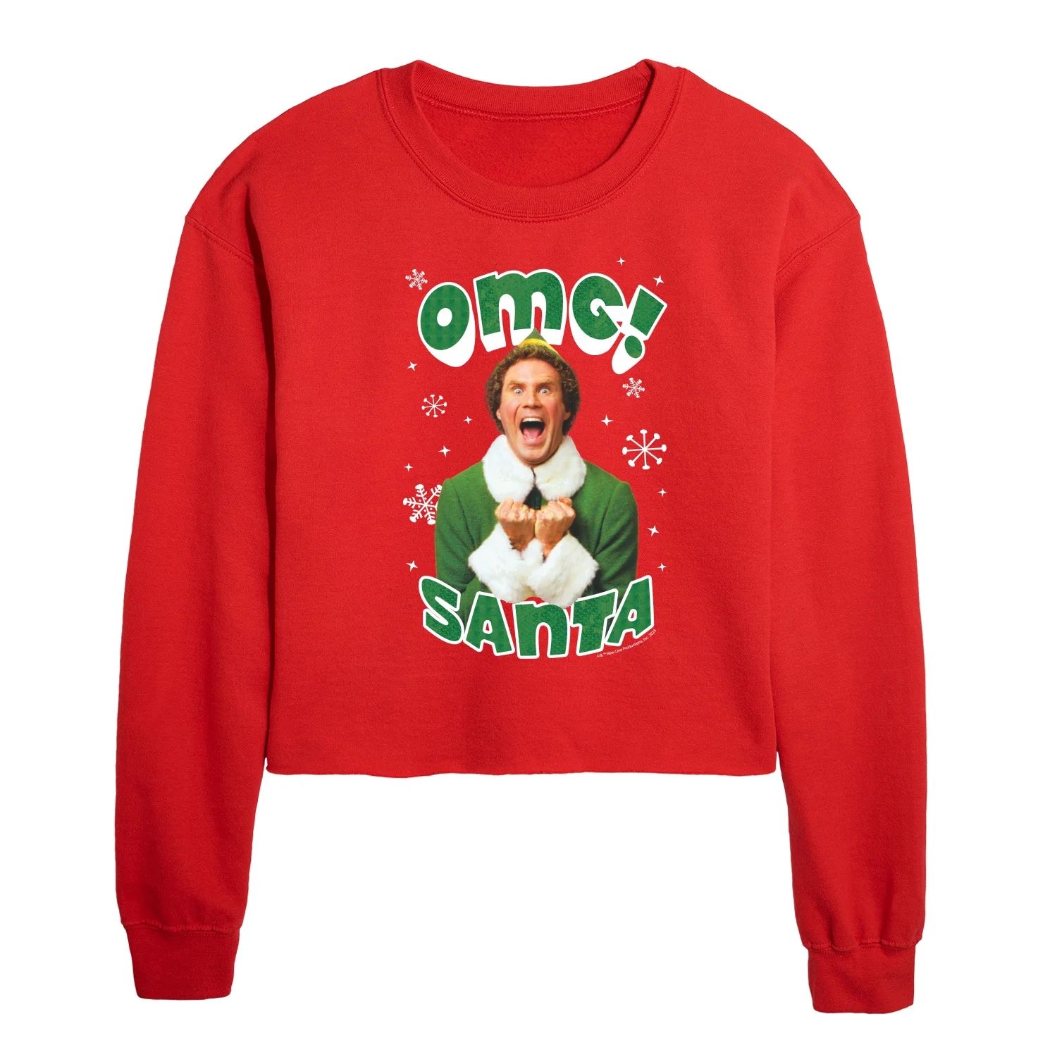 ELF - Omg Santa  - Juniors Cropped Crew Neck Sweatshirt | Walmart (US)