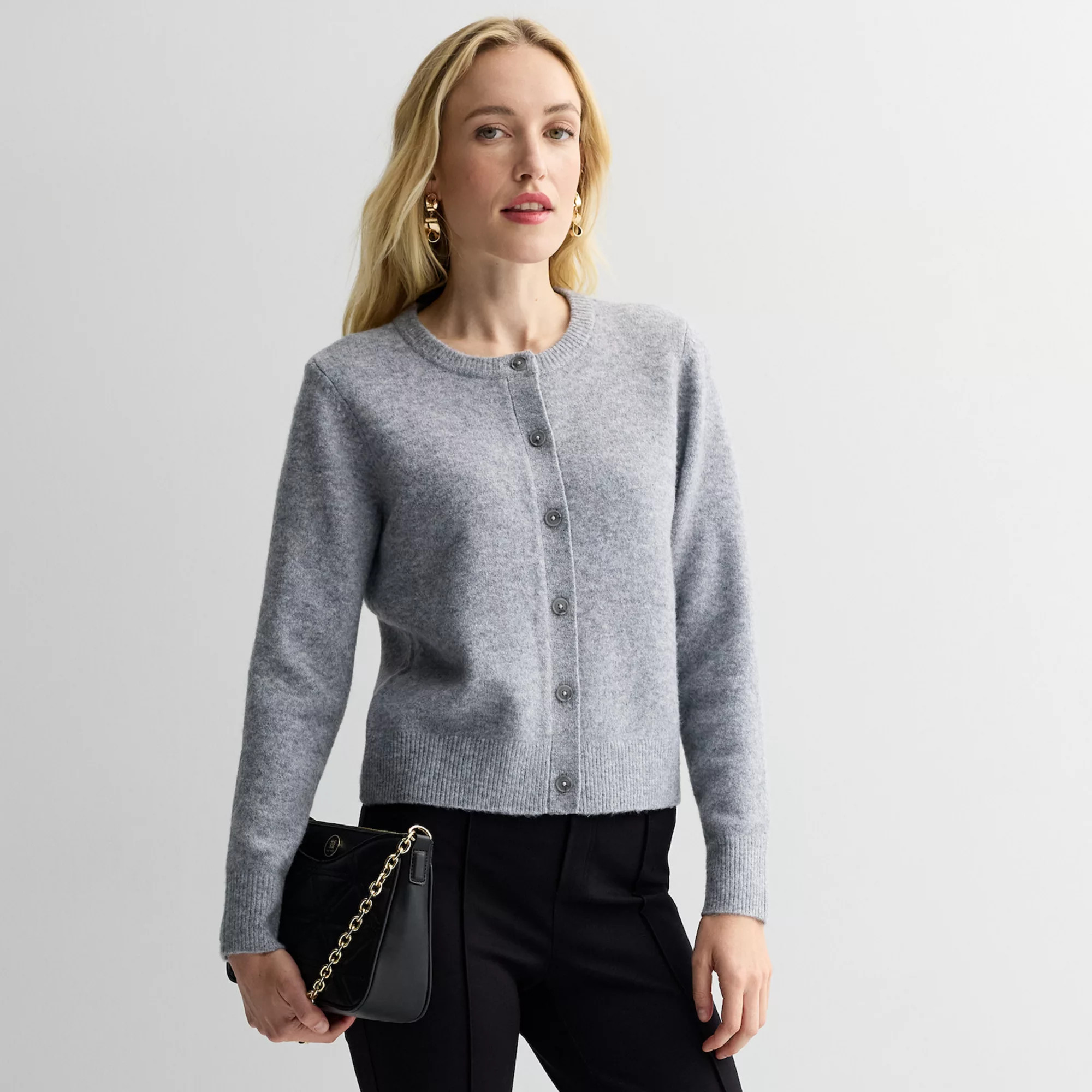 Women's Nine West Button Front Crewneck Sweater | Kohl's