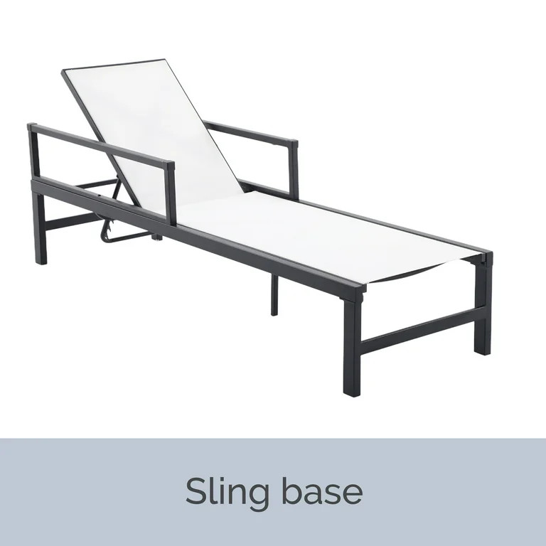 My Texas House Cambria Steel Outdoor Chaise Lounge, Black | Walmart (US)