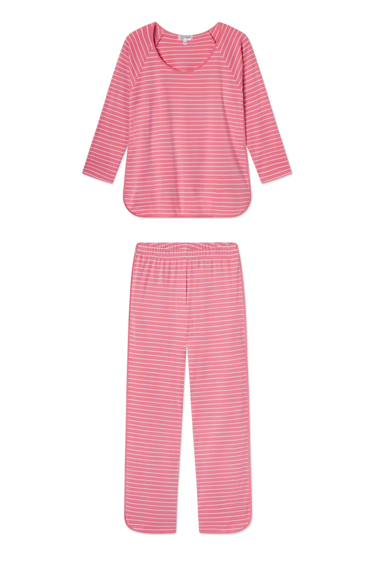 Pima Long-Long Set in Sunkissed Coral Rowing Stripe | Lake Pajamas