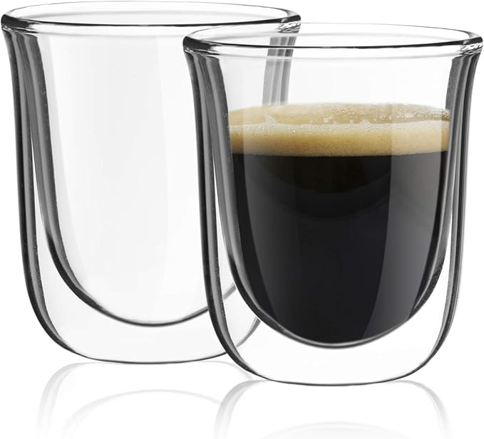 JoyJolt Javaah Double Walled Espresso Glasses Espresso Cups (Set of 2)- 2-Ounces | Amazon (US)