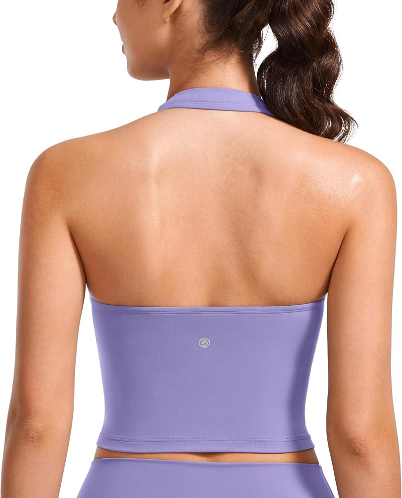 CRZ YOGA Womens Butterluxe Halter Longline Sports Bra - Padded Workout Yoga Crop Tank Tops with B... | Amazon (US)