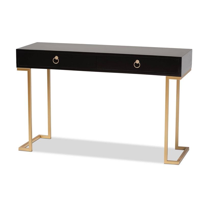 Beagan Wood and Metal 2 Drawer Console Table Black/Gold - Baxton Studio | Target