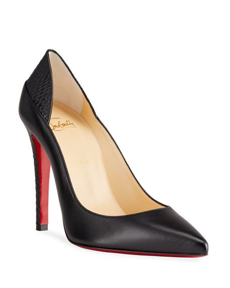Christian Louboutin Masstricht Snake-Trim Leather Red Sole Pumps | Neiman Marcus