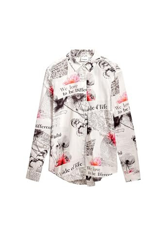 Desigual Women's Floral Text Shirt White | Amazon (US)