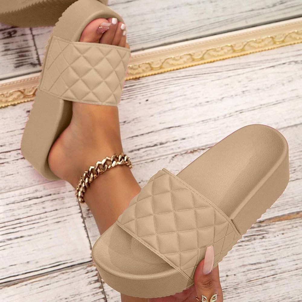 Platform Sandals Women Comfortable, Platform Slides for Women,Cute Flatform Beach Sandals, Slip o... | Amazon (US)