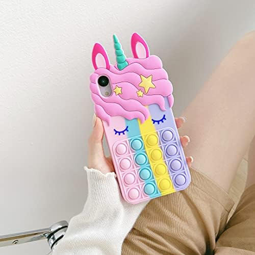 Girl Phone Case for iPhone X/XS,Push Pop Bubble Fidget Toys,Soft Silicone Unicorn Mobile Phone Pr... | Amazon (US)