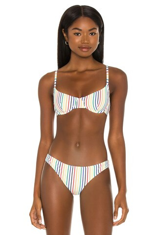 Solid & Striped The Eva Bikini Top in Rainbow Pinstripe from Revolve.com | Revolve Clothing (Global)