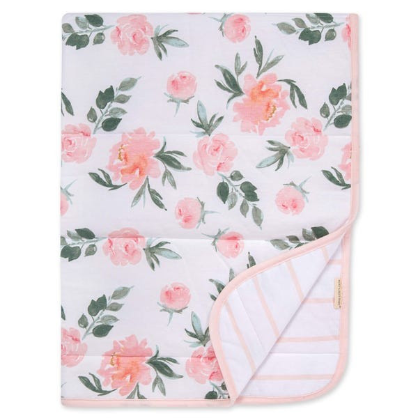 Autumn Blooms Jersey Knit Organic Reversible Baby Blanket | Burts Bees Baby