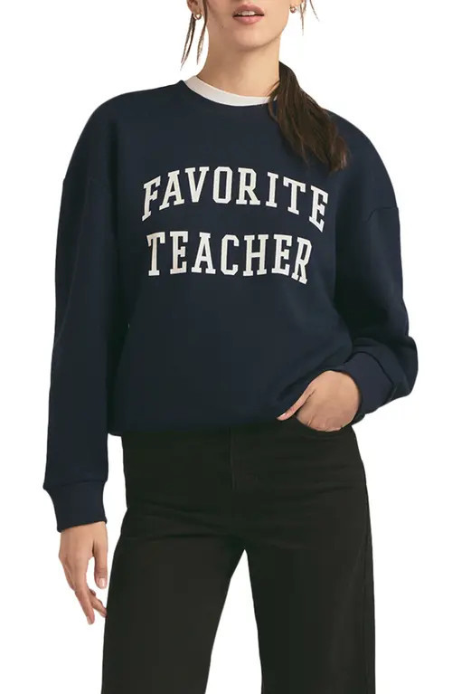 Favorite Daughter Favorite Teacher Sweatshirt in Navy at Nordstrom, Size Medium | Nordstrom