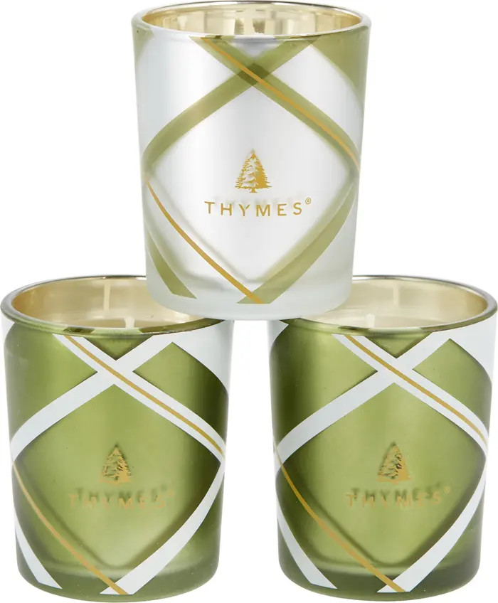 Frasier Fir Frosted Plaid Votive Trio | Nordstrom