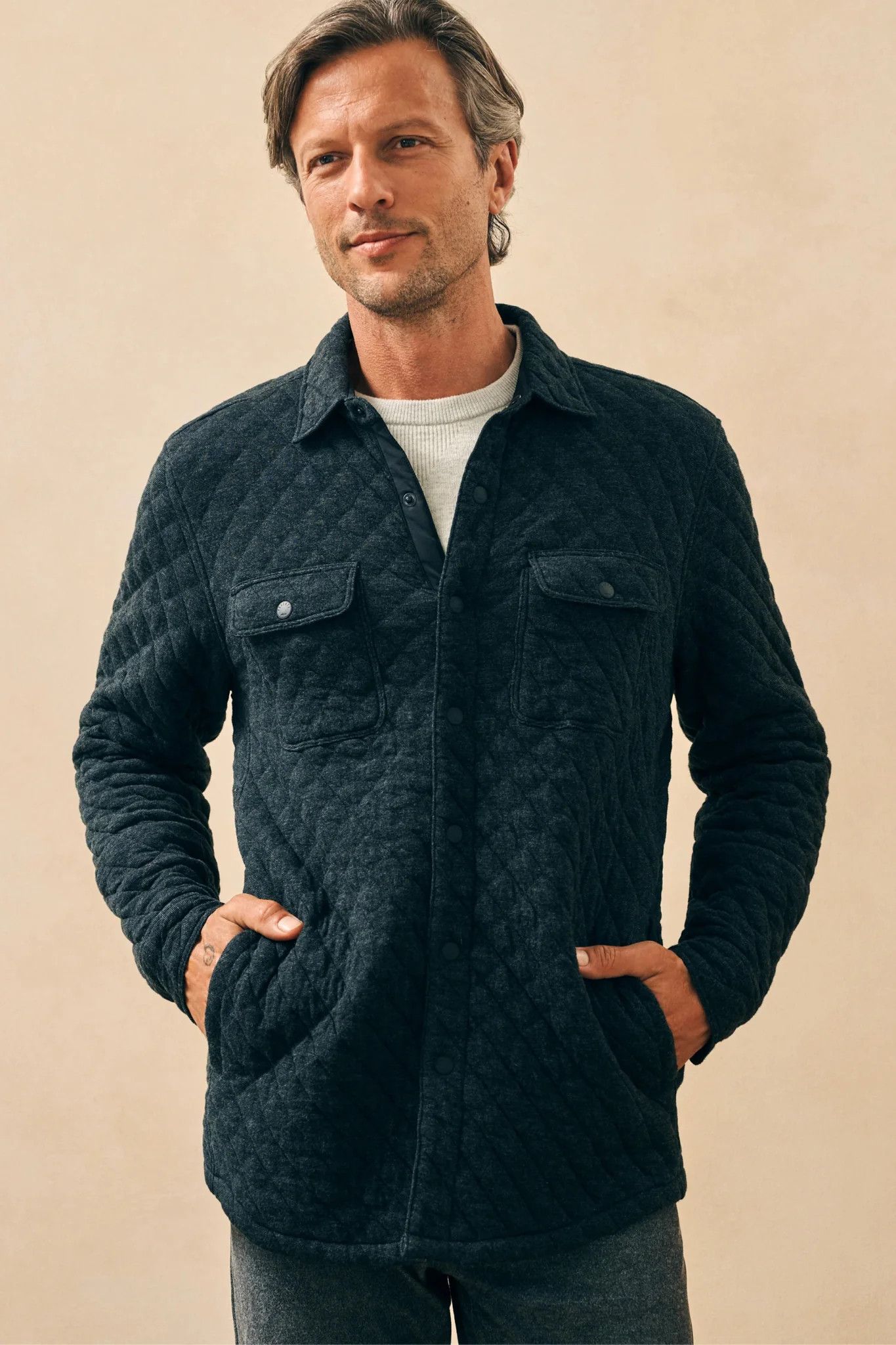 Navy Melange Epic Quilted Fleece CPO | Tuckernuck (US)