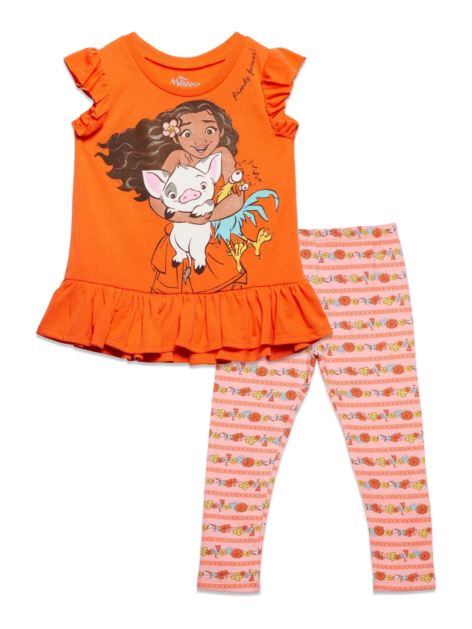 Disney Moana Toddler Girls Peplum T-Shirt and Leggings Outfit Set Toddler to Little Kid | Walmart (US)