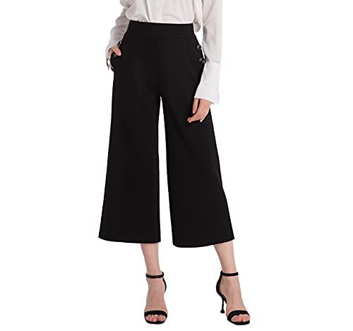 Tsful High Waist Wide Leg Pants for Women Summer Business Casual Crop Dress Pants Stretch Pull On Ca | Amazon (US)