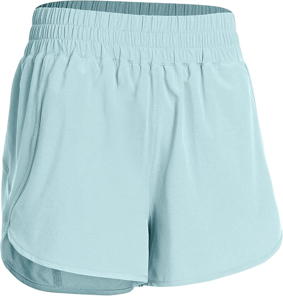 CRZ YOGA Women's High Waisted Running Shorts Mesh Liner - 3'' Dolphin Quick Dry Athletic Gym Workout | Amazon (US)