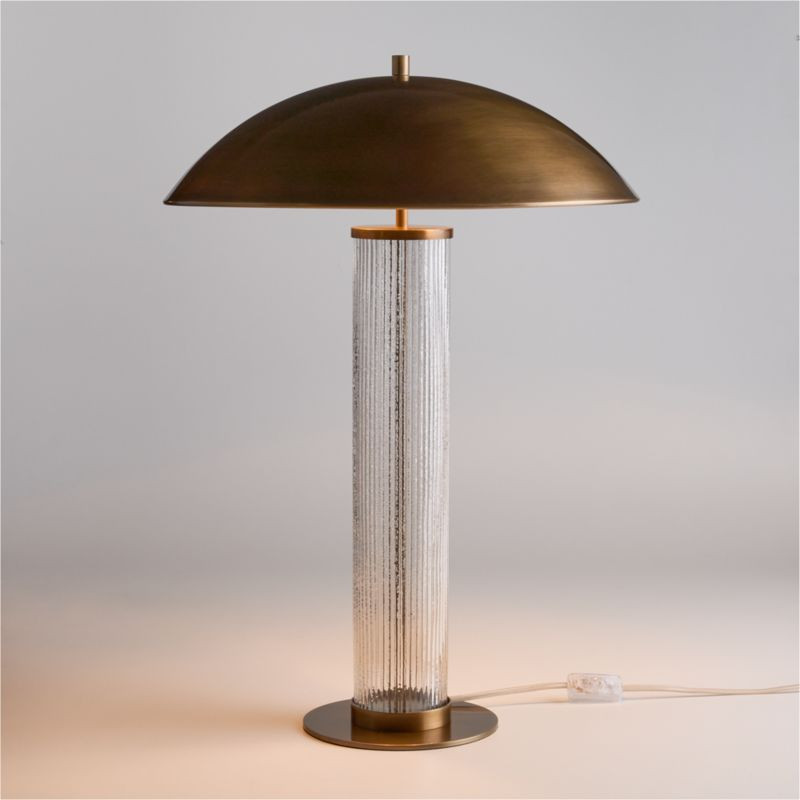 Vidro Glass Table Lamp with Brass Shade 27" | Crate & Barrel | Crate & Barrel