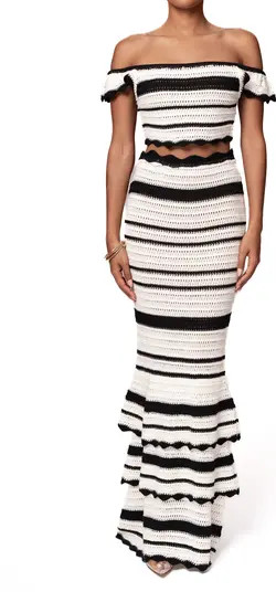 Corazon Stripe Knit Crop Top & Maxi Skirt Set | Nordstrom