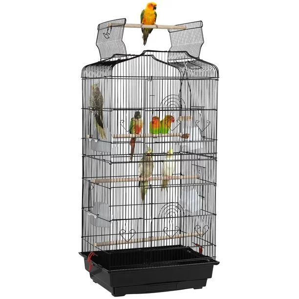 SmileMart Large 36" Metal Bird Cage with Play Top for Parakeets and Lovebirds, Black - Walmart.co... | Walmart (US)