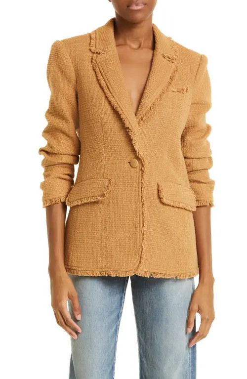 Cinq à Sept Khloe Bouclé Blazer in Sahara at Nordstrom, Size 10 | Nordstrom