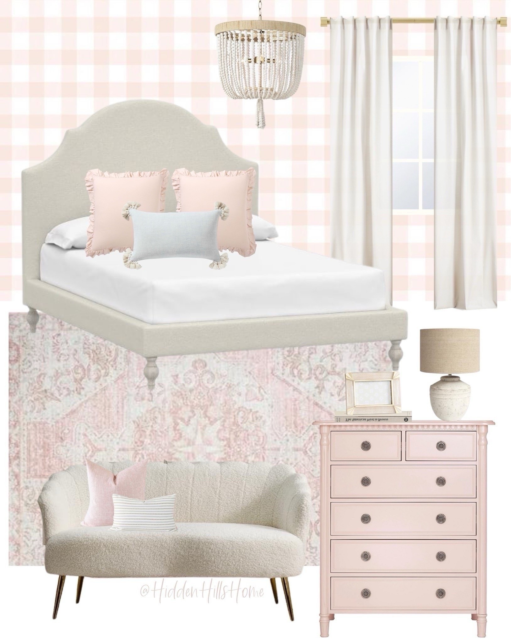 Pink girls bedroom mood board, plaid wallpaper for girls bedroom, blush girls room design ideas, girls room #pink 


#LTKHome #LTKKids #LTKSaleAlert