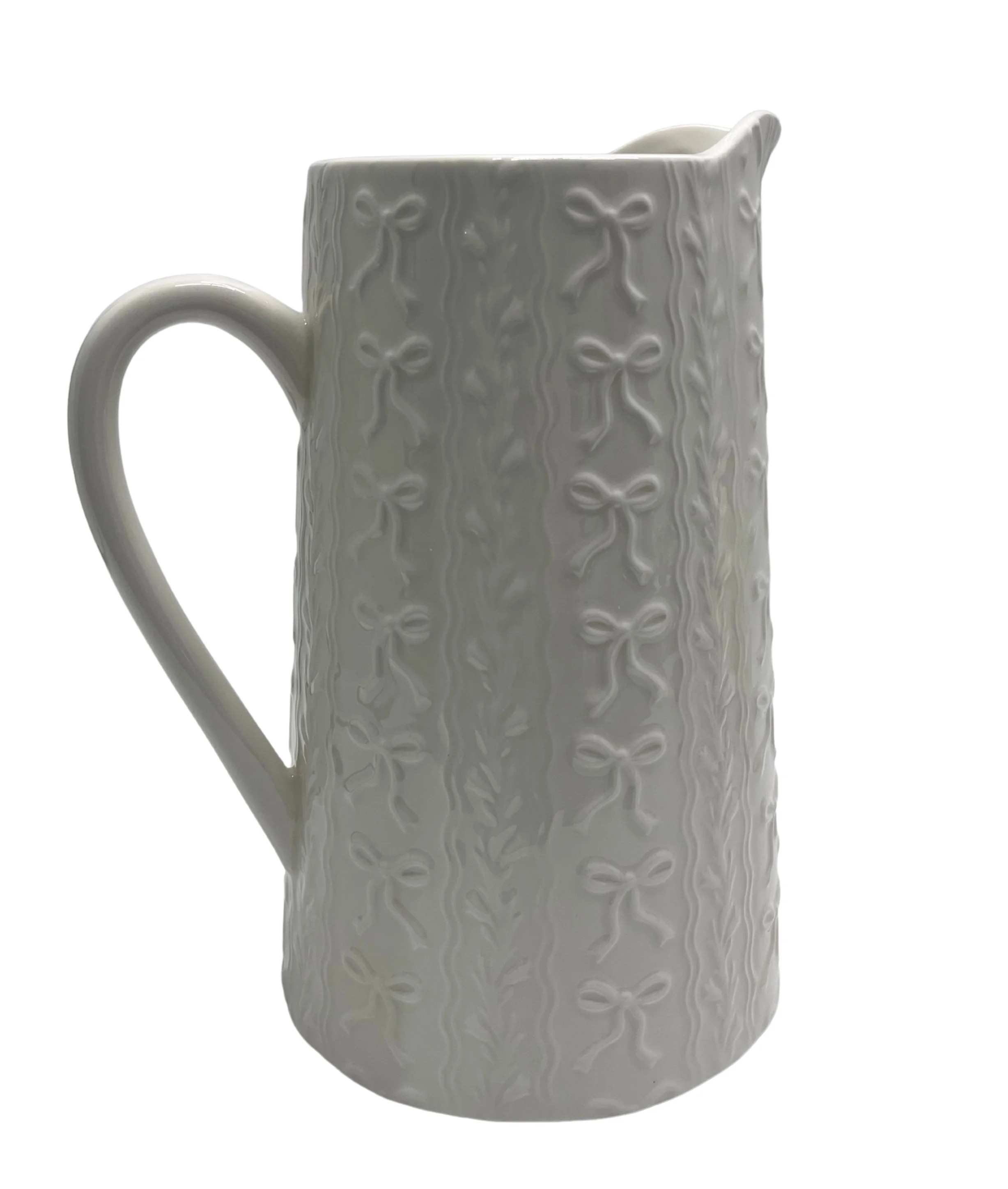 Embossed Stoneware 3-Quart Pitcher, White, by My Texas House | Walmart (US)