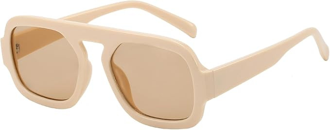 MUNSADE Trendy Square Aviator Sunglasses for Women Flat Top Designer Stylish Frame Sun Glasses Vi... | Amazon (US)