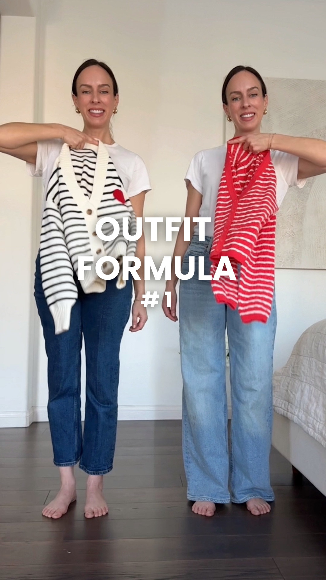 Dark jeans: 26 extra short / Light Jeans: 2 petite / Cardigans: S / Tee: S / Sneakers: run tts 

Outfit Formula #1: The Casual Cardi 

Kicking off my new Outfit Formulas series! As a toddler mom, I have zero time to overthink outfits. That’s why I keep easy outfit formulas in my head—they make getting dressed effortless!

This first one is a casual classic I reach for in everyday mom life and when I’m packing for a vacation where I’ll be doing a lot of walking…

👖 Jeans + 👕 White Tee + 🧥 Cardigan (half-tucked) + 👟 White Sneakers + 👜 Tote

It’s comfy, polished, and works every time! Who else loves an easy outfit formula?

#LTKOver40 #LTKFindsUnder50 #LTKPetite