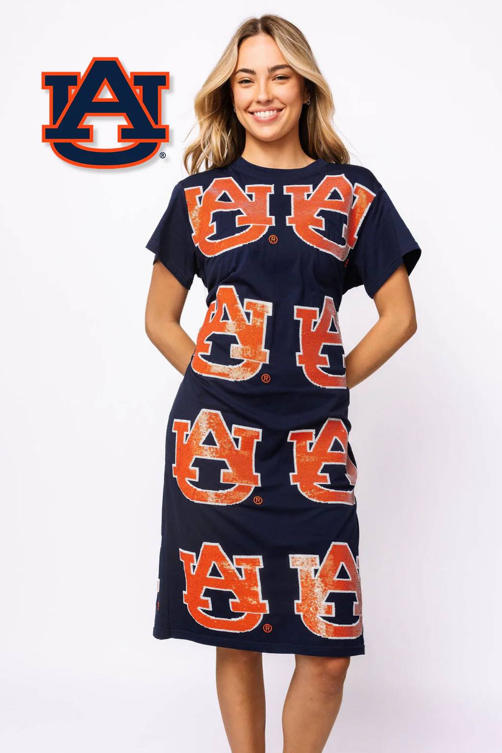 Licensed Auburn Mascot Midi Tee Dress | Queen of Sparkles