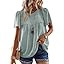 Womens Summer Tops Crewneck Short Sleeve Shirts Casual Chiffon Blouses Flowy Lace Hem Boho Clothi... | Amazon (US)