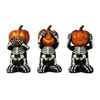 5.75 in. H Halloween Resin Skeleton Pumpkin Table Decor (Set of 3) | The Home Depot