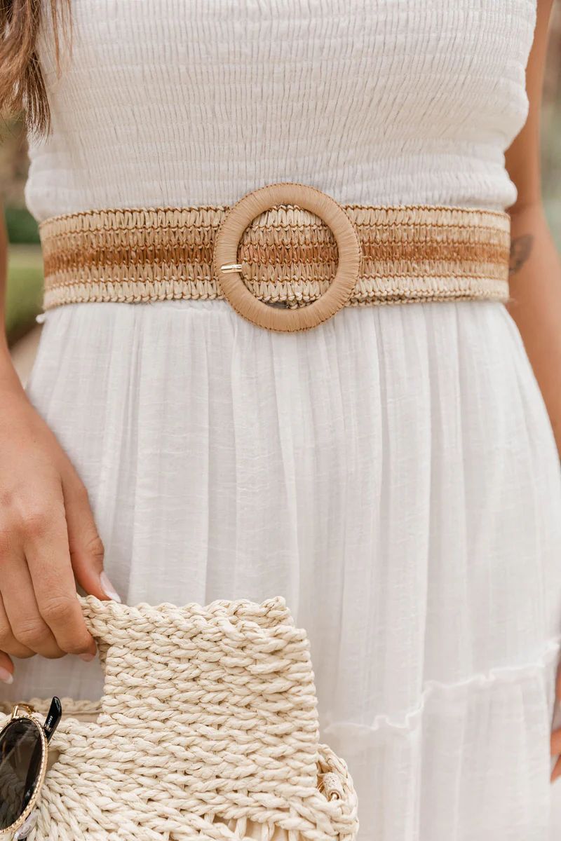 Sooner Or Later Mixed Ivory Straw Belt | The Pink Lily Boutique