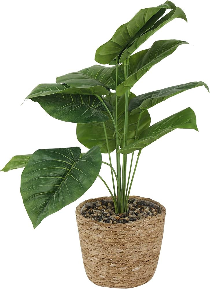 21/22 Inch Artificial Elephant Ear Plant in Basket for Home Decor Indoor,Faux Green Plants with S... | Amazon (US)