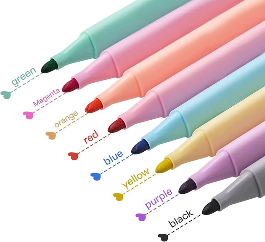 Dry Erase Markers, Cute Aesthetic Marker with 8 Colors, Erasable Low-odor Children's Whiteboard P... | Amazon (US)
