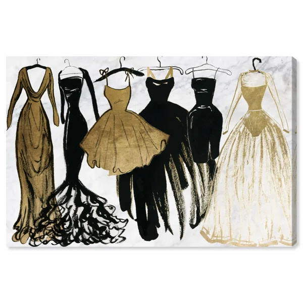 Fashion And Glam Dream Closet Noir, Modern & Contemporary Gold On Canvas Print | Wayfair North America