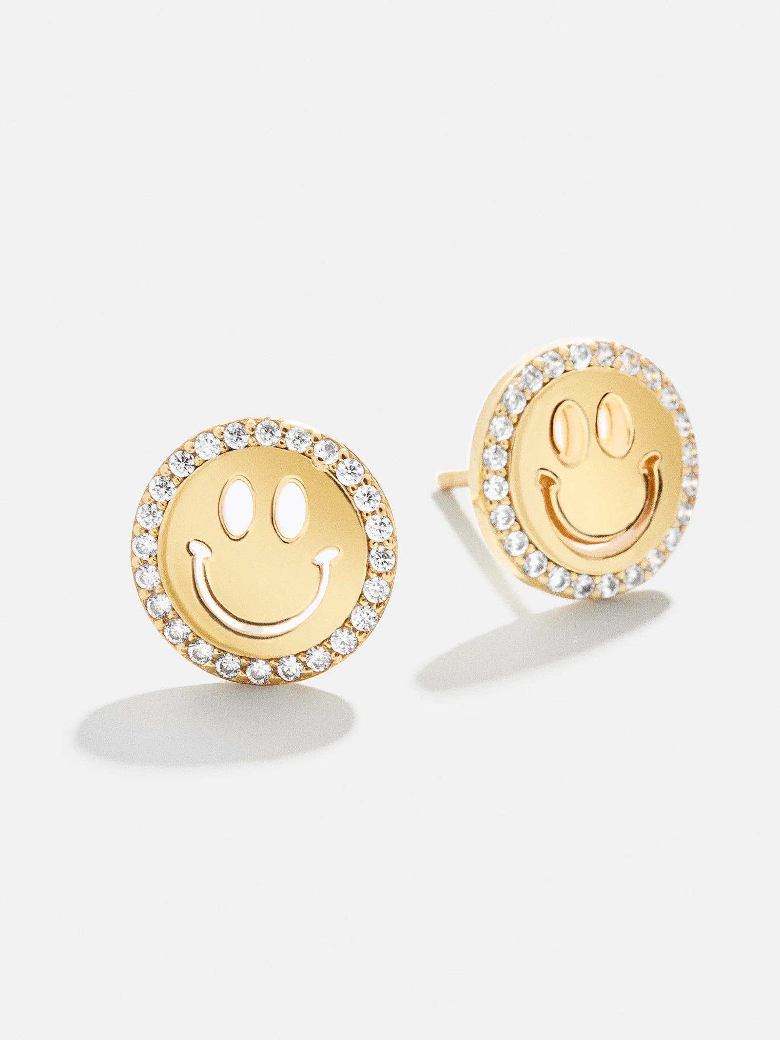 All Smiles 18K Gold Kids' Earrings - Gold/Pavé | BaubleBar (US)