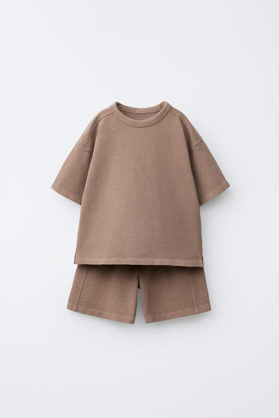 PLAIN JOGGING T-SHIRT AND SHORTS SET | Zara US
